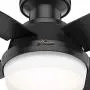 Hunter Dempsey Low Profile Indoor / Outdoor Ceiling Fan with LED Light and Remote Control, 44'', Matte Black