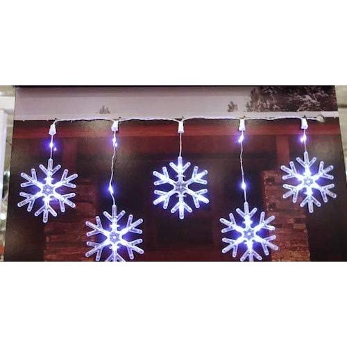 18 Foot 16 LED Lighted Snowflake Christmas String Light 224 LED Bulbs 8 Functions