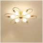 CROSSIO Modern Sputnik Chandelier, Gold Creative Spiral Globe Glass Branches Ceiling Light, Dimmable Mid Century Flush Mount Lighting Fixtures for Bedroom Dining Room (6 Lights Curved Ceiling Light)
