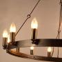 LITFAD Industrial Antique Style Round Chandelier Light 12 Lights Metal Pendant Lighting Retro Ceiling Hanging Light in Black for Restaurant Dining Room Living Room