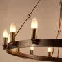 LITFAD Industrial Antique Style Round Chandelier Light 12 Lights Metal Pendant Lighting Retro Ceiling Hanging Light in Black for Restaurant Dining Room Living Room