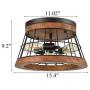 Farmhouse Wood Round Ceiling Light Rustic Drum Flush Mount Lighting Fixture Brown Finished Natural Wood