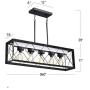 Bestier Painted White Wood Color Matte Black Metal Finish Farmhouse Kitchen Island Pendant Chandelier Lighting LED Ceiling Light Fixture Dining Room Livingroom Length 36 in Height 11 in Width 7.9 in