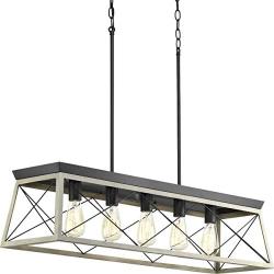 Briarwood Collection Whitewashed Five-Light Farmhouse Linear Chandelier