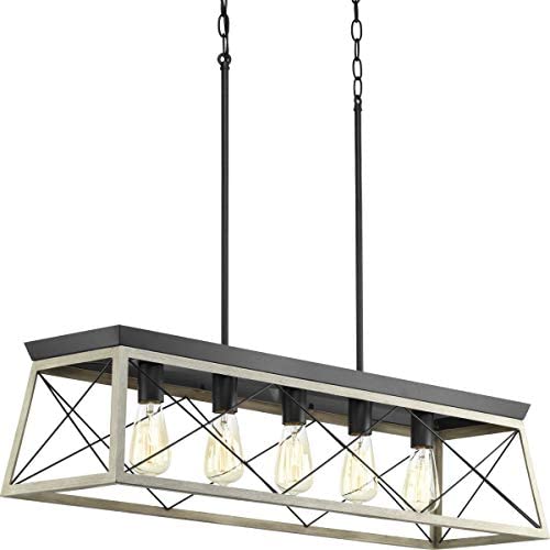 Briarwood Collection Whitewashed Five-Light Farmhouse Linear Chandelier