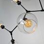 Modern Molecular Chandelier, E26 Nordic Bubble Ball Rotating Ceiling Light with Glass Lampshade, Pendant Lighting Rod Fixtures for Living Dining Room Bedroom Bar (Black, 7 Lights)
