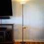 Brightech Sky Ultra LED Floor Lamp- Wireless Charging and Table Top Shelf- Tall Standing Torchiere Lamp with Bright Light- Perfect for Living Room, Bedrooms, Office, Den- Black