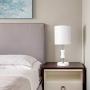 White Bedside Desk Table Lamp, Modern Fabric Shade Desk Lamp Nightstand for Bedroom Living Room End Table