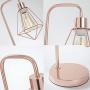 SOTTAE Modern Industrial Rose Gold Table Lamp, Vintage Beside Cage Desk Lamp, Rustic Metal Nightstand Lamp, Geometric Side Table lamp for Bedroom,Living Room,Office