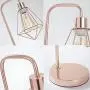 SOTTAE Modern Industrial Rose Gold Table Lamp, Vintage Beside Cage Desk Lamp, Rustic Metal Nightstand Lamp, Geometric Side Table lamp for Bedroom,Living Room,Office