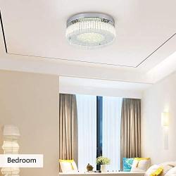 Horisun LED Flush Mount Ceiling Light, Modern Dimmable LED Ceiling Light, K9 Crystal Polished Chrome Pendant Light for Livingroom, Dinning Room, Kitchen, Bedroom, Balcony, 2640LM, 4000K, ETL Listed