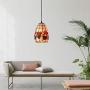 LITFAD Tiffany LED Pendant Lighting Fruit Pattern Shell Bell Shade One Light Mini Pendant Lamp Ceiling Hanging Light for Dining Room Restaurant Coffee Shop Bar