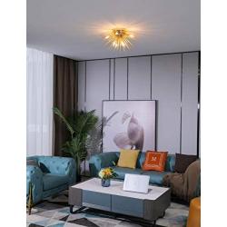 Dellemade Sputnik Chandelier, 8-Light Flush Mount Ceiling Light for Bedroom, Living Room, Dining Room, Office (Gold)