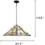 Capulina Tiffany Dining Table Lights, 16 Inch Wide Hanging Tiffany Style Lamp, 2-Light Stained Glass Lighting Fixtures, Stained Glass Dining Room Lights, Beautiful Mission Style Tiffany Pendant Lights