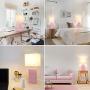 Bedside Touch Control Table Lamp with 2 USB Ports & AC Outlet, 3 Way Dimmable Nightstand Lamps, Pink Metal Base & White Fabric Shade, Modern Desk Light for Bedroom Living Room, 2700K Bulb Included