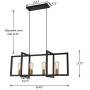 Heircido 4 Lights Modern Ceiling Light Fixture, Rectangle Ceiling Light Pendant Hanging Lights Industrial Chandelier Farmhouse Pendant Lighting for Kitchen Island, Matte Black