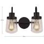 YAOHONG 2-Light Bathroom Vanity Light Fixtures, Vintage Indoor Wall lamp in Black with Clear Glass Shades, Industrial Wall Mount Light Sconces for Hallway Kitchen Living Room