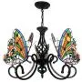 CraftThink Pendant Lighting LED Chandelier Light Antique Tiffany Style Stained Glass with Butterfly Shaped Lamp Shade Hanging Light for Dining Living Cafe Room Restaurant - TYP A-Butterfly -5 Lights