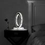 Crystal Table Lamp Fashion Silver Stainless Steel Deco, Decorative Bedside Nightstand Desk Lamp for Bedroom, Living Room, Dining Room, 9.84× 5.19inch