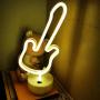 ENUOLI LED Neon Signs Guitar Decorative Lights Led Warm White Neon Lights USB/Battery Operated Neon Lamp with Base Neon Musical Instrument Sign Neon Night Light for Living Room Party Halloween