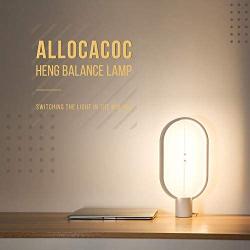 ALLOCACOC Heng Balance Lamp - Ellipse Magnetic Mid-air Switch USB Powered LED Lamp, Warm Eye-Care LED Lamp, Table Lamp, Decoration for Bedroom, Living Room, Dining Room and Office (White)