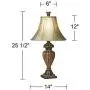Traditional Table Lamp Urn Two Tone Bronze Off White Bell Shade for Living Room Family Bedroom Bedside Nightstand - Regency Hill