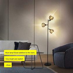 Stepeak Crystal Floor Lamp,3-Light Adjustable Sofa Reading Light Bedroom Living Room Tall Tree Lamp with Step-on Switch