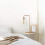 Rose Gold Table Lamp - Industrial Nightstand Lamp, Modern Desk Lamp with Wood Base for Bedroom Living Room Guest Room Coffee Table Dressers