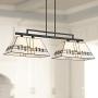 Corvallis Black Large Linear Island Pendant Chandelier 46'' Wide Modern Tiffany Style Art Glass 2-Light Fixture for Kitchen Island Dining Room - Robert Louis Tiffany