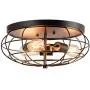Tangkula Semi Flush Mount Ceiling Light, 3-Light Industrial Style Rustic Ceiling Light Fixture with Iron Metal Cage Lampshade, Vintage Ceiling Lighting Lamp for Home Kitchen Entryway Dining Room