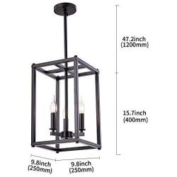 Sivilynus Black Foyer Chandelier 3 Lights Farmhouse Lighting Pendant Light Fixture Ceiling Hanging Modern Industrial Style Lighting for Entryway,Hallway and Dining Room