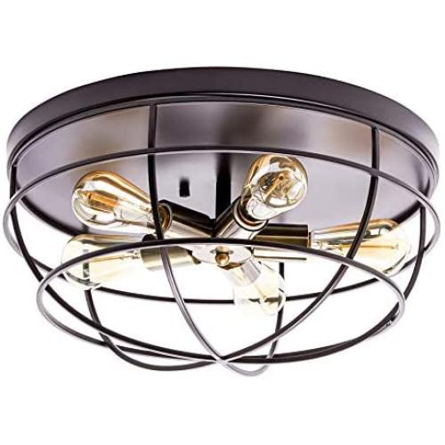 CO-Z 17.7’’ Vintage 5-Light Rustic Semi Flush Mount Ceiling Light, Oil Rubbed Bronze Farmhouse Ceiling Light Fixtures with Cage Shade, Industrial Ceiling Cage Lighting for Living Room, Bedroom CO-Z 17.7’’ Vintage 5-Light Rustic Semi Flush Mount Ceiling Light, Oil Rubbed Bronze Farmhouse Ceiling Light Fixtures with Cage Shade, Industrial Ceiling Cage Lighting for Living Room, Bedroom