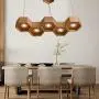Antique LED Wood Chandelier Honeycomb Ceiling Lamp Modern Pendant Lamp Height Adjustable Unique Lamp for Dining Room Living Room Bedroom Home Decoration
