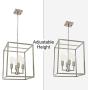 4 Light VINLUZ Modern Style Lighting in Brushed Nickel Finish,Industrial Cage Dining Room Chandelier Metal Hanging Pendant Light Fixture