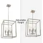 4 Light VINLUZ Modern Style Lighting in Brushed Nickel Finish,Industrial Cage Dining Room Chandelier Metal Hanging Pendant Light Fixture