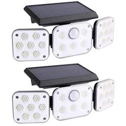 Wireless LED Solar Motion Sensor Lights Outdoor,3 Head Motion Sensor Lights,Lights Outdoor Spotlights 360°，IP65 Waterproof, Illumination for Yard Patio Garage Entryway Front Door (new-2pack)