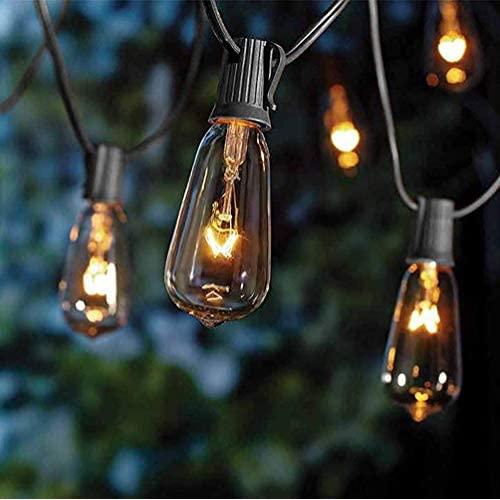Goothy 20Ft Outdoor Patio String Lights,Set of 20 Glass ST40 Edison Style C9/E17 Base Bulb String Lights Garden/Backyard Party/Wedding Outdoor String Lights(Plus 2 Extra Bulbs)-Black