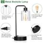 Modern Bedside Table Desk Lamp, 3 Way Dimmable Glass Lampshade Design Industrial Touch Control Table Lamp with 2 USB Ports and 2 AC Outlet, Nightstand Reading Lamp for Bedroom Living Room Office