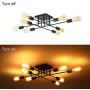 Lampundit Sputnik Chandelier 8 Lights Semi Flush Mount Ceiling Light Black Modern Industrial Style Lighting Fixture for Dining Room Living Room Kitchen Bedroom