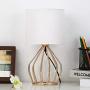Table Lamps Set of 2 Bedside Lamps Modern Desk Lamp Gold Hollowed Out Metal Base with White Lampshade Night Light Pair for Bedroom Living Room