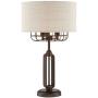 Tremont Rustic Farmhouse Table Lamp Bronze Iron Cage Burlap Fabric Drum Shade 3-Light for Living Room Bedroom Bedside Nightstand Office Family - Franklin Iron Works