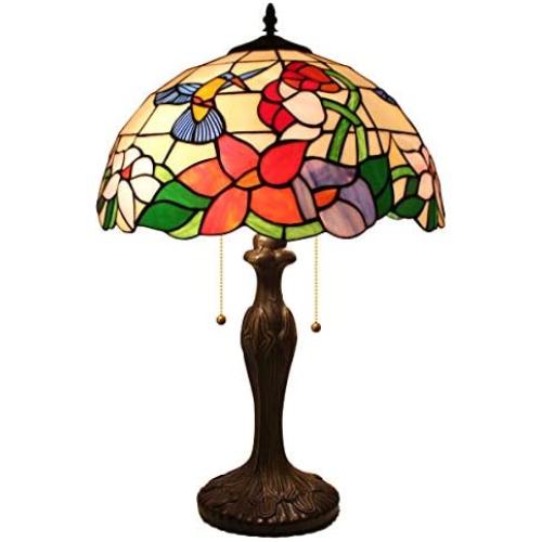 Tiffany Style Table Desk Bedside Lamp W16H24 Inch Hummingbird Stained Glass Shade Reading Light S101 WERFACTORY Lamps Parent Lover Friend Kid Living Room Bedroom Study Office Bar Antique Craft Gifts