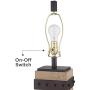 Silas Rustic Table Lamp Set of 2 Faux Wood Faux Iron Off White Tapered Rectangular Shade for Living Room Bedroom Bedside Nightstand Office Family - John Timberland
