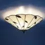 LITFAD Three Lights Flush Mount Ceiling Light with Leaf Theme, 16-Inch Wide Tiffany Style Ceiling Lamp White Glass Lampshape