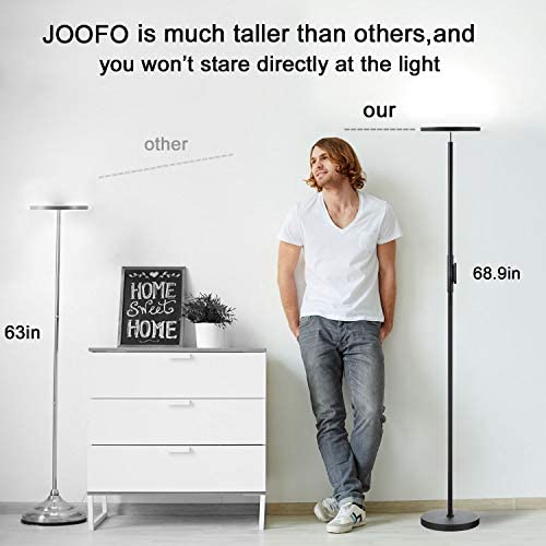 Floor Lamp,30W/2400LM Sky LED Modern Torchiere 3 Color Temperatures Super Bright Floor Lamps-Tall Standing Pole Light with Remote & Touch Control for Living Room,Bed Room,Office（Black）