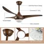 Depuley Farmhouse Ceiling Fan with Light and Remote Control, 52 Inch Flush Mount Ceiling Fan 3 Blades Light Fixture for Dining Room/Living Room/Outdoor, Color Changeable 3000K-6000K