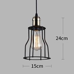 Industrial Pendant 1-Lights Pendant Lighting, Farmhouse Rustic Style Hanging Light with Matte Black Cage, Vintage Kitchen Island Pendant Light Fixture for Dining Room Bedroom Hallway Bar (1 Pack)