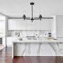 VINLUZ Farmhouse Chandeliers Black 3 Lights with Clear Glass Shades Modern Industrial Pendant Light Dining Room Lighting Fixtures Hanging Adjustable Wire Semi Flush Ceiling Lights