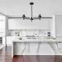 VINLUZ Farmhouse Chandeliers Black 3 Lights with Clear Glass Shades Modern Industrial Pendant Light Dining Room Lighting Fixtures Hanging Adjustable Wire Semi Flush Ceiling Lights