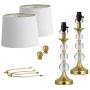 Oneach 24.2'' Crystal Table Lamps USB Charging Port for Living Room Set of 2 Modern Bedside Lamp with Clear Stacked Ball Night Light Lamp for Bedroom Accent Antique Brass